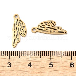 イオンプレーティング（IP）304ステンレスペンダント  手動研磨  翼のチャーム  ゴールドカラー  17.5x8x1mm  穴：1.6mm&nbsp;STAS-Q303-17G
