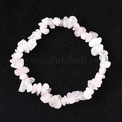 女性用ナチュラルローズクォーツチップビーズストレッチブレスレット  内径：1-7/8~2インチ（4.8~5cm）&nbsp;BJEW-AL00003-09