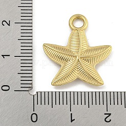 イオンプレーティング（IP）304ステンレスペンダント  ヒトデチャーム  18KGP本金メッキ  21.5x19x3mm  穴：3mm&nbsp;STAS-I307-559G