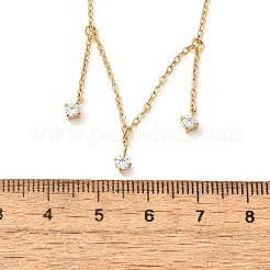 304 Stainless Steel Clear Cubic Zirconia Tassel Necklaces for Women&nbsp;NJEW-U031-10G