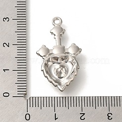 合金ペンダント  プラチナチャーム  ハート  30x17x6mm  穴：1.6mm&nbsp;FIND-Z067-06P-09