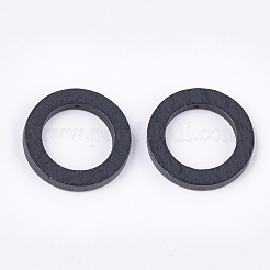 塗装木材ペンダント  リング  ブラック  29~30x4mm  穴：1.2mm&nbsp;WOOD-T021-15D