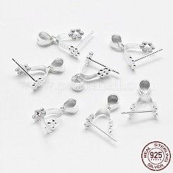 変色防止ロジウムメッキスターリングシルバーペンダントベイル925個  アイスピック＆ピンチベイル  プラチナ  6x6mm内径  11x10x4.5mm  ピン：0.5mm  穴：3x4mmと1mm&nbsp;STER-E050-09P