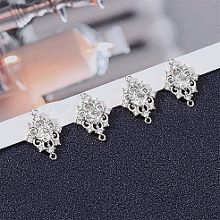 8Pcs Brass Clear Cubic Zirconia Rhombus Links Connector Charms&nbsp;ZIRC-BBC0003-73