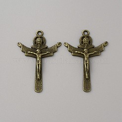 合金のチベット風チャーム  十字架クロスチャーム  宗教  アンティークブロンズ  42x29.5x4mm  穴：2.2mm&nbsp;FIND-WH0110-612
