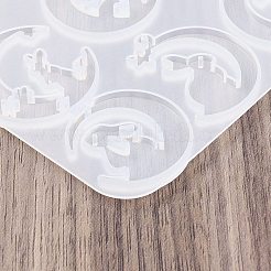 DIYペンダント型  シリコーン鋳造金型  UVレジン用  エポキシ樹脂工芸品作り  猫の形をした月  ホワイト  104.5x95.5x4mm  穴：1.5mm&nbsp;AJEW-U023-04C