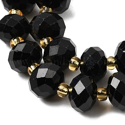 天然石ブラックトルマリンビーズ連売り  多面カット  ロンデル  8x6mm  穴：1mm  約44~46個/連  14.5~15''（37~38センチメートル）&nbsp;G-K380-A06-01