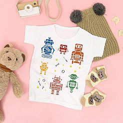 プラスチック再利用可能な描画絵画ステンシル テンプレート  ファブリック タイル 床 家具 木材の塗装用  長方形  ロボット模様  297x210mm&nbsp;DIY-WH0202-367
