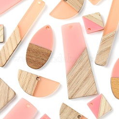 20Pcs 5 Style Resin & Wood Semi Circle Pendants&nbsp;RESI-LS0001-45