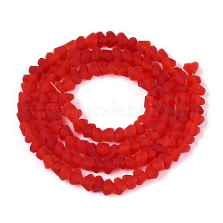 曇った透明ガラスビーズ連売り  三角形  レッド  3~3.5x4~4.5x4~4.5mm  穴：0.8mm  約121~131個/連  14.37~15.35インチ（36.5~39cm）&nbsp;GLAA-N016-4mm-08