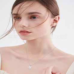 1Pc Stainless Steel Letter Rectangle Pendant Necklaces&nbsp;NJEW-LP0001-34H-P