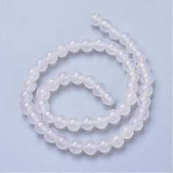 天然石ホワイトジェイドビーズ連売り  染め  ラウンド  ホワイトスモーク  6mm  穴：1mm  約66個/連  15.7インチ&nbsp;G-S211-6mm-XL01