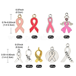 Awareness Ribbon Theme 50Pcs 9 Style Alloy Enamel Pendants & Awareness Ribbon Theme&nbsp;ENAM-YW0003-58
