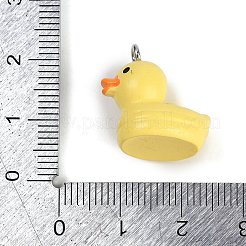 かわいい不透明樹脂ペンダント  プラチナ鉄ループ付き  アヒル  18.5x19x12.5mm  穴：2mm&nbsp;RESI-R458-05C