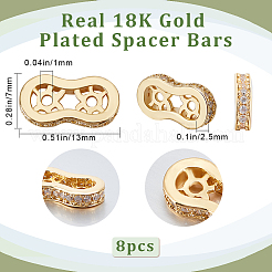 8Pcs Brass Micro Pave Cubic Zirconia Spacer Bars&nbsp;ZIRC-BBC0002-04