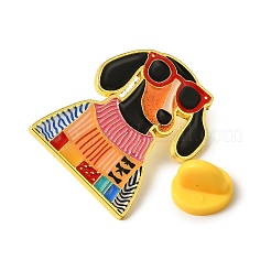 エナメルピン  バックパックの服用の金合金のラペルピンバック  カラフル  犬  32x23.5mm&nbsp;JEWB-B040-01B