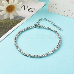 変色しにくい304ステンレススチール製ウィートチェーンブレスレット  ステンレス鋼色  7-1/2インチ（19cm）&nbsp;BJEW-JB06520