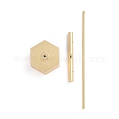 アルミニウム合金 T 字型イヤリング ディスプレイ スタンド  六角台座付き  ゴールドカラー  3.9x6x13.6cm&nbsp;EDIS-WH0005-07G-B