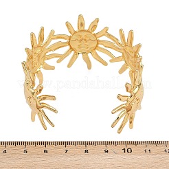 女性用304ステンレススチールカフバングル  太陽  ゴールドカラー  内径：2-1/4インチ（5.6cm）&nbsp;BJEW-P363-08G