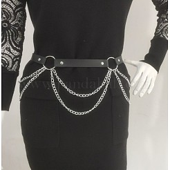 Punk Style Alloy Layered Chain PU Leather Chain Belts for Women&nbsp;FS-WGAE447-01