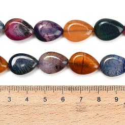 天然石ドラゴンアゲート瑪瑙ビーズ連売り  染め＆加熱  フラットティアドロップ  ミックスカラー  16~18x12~13.5x6~7.5mm  穴：1.2~1.6mm  約24個/連  15.83''（40.2センチメートル）&nbsp;GG-L001-K01-01G