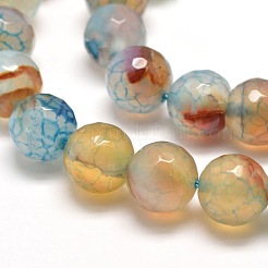 Dyed Natural Agate Faceted Round Beads Strands&nbsp;G-E268-20