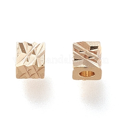 真鍮製スペーサービーズ  長持ちメッキ  ファンシーカットキューブ  18KGP本金メッキ  3x3x3mm  穴：1.5mm&nbsp;X-KK-H101-05LG