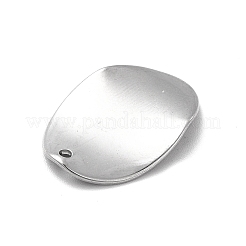 変色しない201ステンレススチールペンダント  オーバルチャーム  ステンレス鋼色  22.5x16x1.5mm  穴：1.2mm&nbsp;STAS-G296-02P