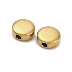 304ステンレススチールビーズ  イオンプレーティング（ip）  フラットラウンド  18KGP本金メッキ  10x4.5mm  穴：2.5mm&nbsp;STAS-C128-03B-G