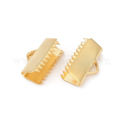 304ステンレススチールリボンカシメエンドパーツ  長方形  18KGP本金メッキ  10x15mm  穴：4x2mm&nbsp;X1-STAS-E471-05L-G