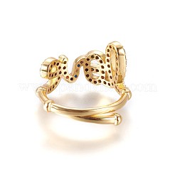 Adjustable Brass Micro Pave Cubic Zirconia Finger Rings&nbsp;RJEW-L086-04G