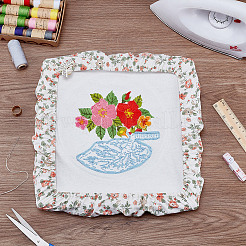 プラスチック製のクロスステッチ刺繍フープ  裁縫用具アクセサリー  ポリエステルクロスステッチ刺繍枠カバー付き  ホワイト  287x287x23mm  内径：246x246mm&nbsp;DIY-NB0014-42