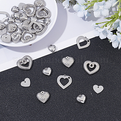 36Pcs 6 Styles 304 Stainless Steel Stamping Blank Tag Charms&nbsp;STAS-UN0020-70P