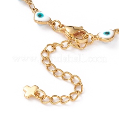 Heart Evil Eye 304 Stainless Steel Enamel Link Chains Bracelets & Necklaces Jewelry Sets&nbsp;SJEW-JS01153
