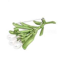 Electroplate Flower Shape Alloy & Imitation Pearl Lapel Pins for Backpack Clothes&nbsp;JEWB-B037-01A