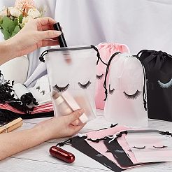 108個、9種類のスタイルのEVAプラスチックバッグ  ポリエステル巾着ロープ付き  まつげの模様を持つ長方形  ミックスカラー  14.8~20x9.7~15x0.02cm  12個/スタイル&nbsp;ABAG-NB0001-68