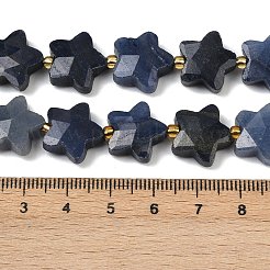 天然染色・加熱処理されたブルーアベンチュリンビーズ連売り  多面カット  スター  シードビーズで  14~15x14x6mm  穴：1mm  約27個/連  15.94''（40.5センチメートル）&nbsp;G-P573-C09-01