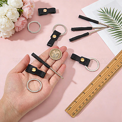 4Pcs Rectangle Cowhide & Iron Keychains&nbsp;FIND-FG0005-58B