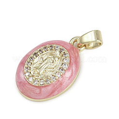 Brass Micro Pave Clear Cubic Zirconia Pendants&nbsp;KK-D409-06G