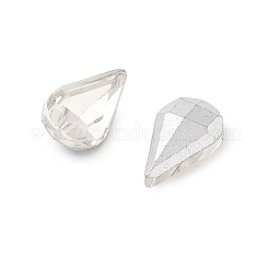 ガラスラインストーンカボション  尖ったバック＆バックメッキ  多面カット  ティアドロップ  クリスタル  8x4.5x2mm&nbsp;GLAA-XCP0001-63