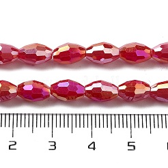電気メッキガラスビーズセット  模造ヒスイビーズ  多面カット  オーバル  ファイヤーブリック  8.5x5.5mm  穴：1.2mm  約68~70個/連  20.07~20.86インチ（51~53cm）&nbsp;EGLA-A037-P6x8mm-B05