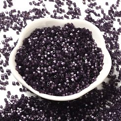ガラス竹ビーズ  模造キャットアイ  シリンダー  ミッドナイトブルー  2x1.5mm  穴：1.2mm  約125000個/ポンド&nbsp;SEED-B001-03A-01