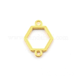中空フレーム合金リンクコネクター  カドミウムフリー＆鉛フリー  六角  ゴールドカラー  21x16x1.5mm  穴：2mm&nbsp;FIND-WH0090-78G