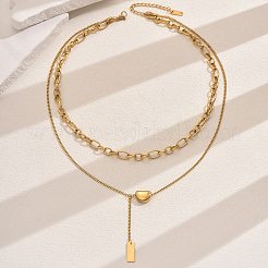 201 Stainless Steel Double-Layer Y-Shaped Necklaces for Women's Party Music Festival&nbsp;OH0726