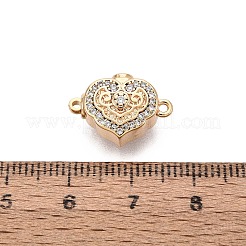 真鍮マイクロパヴェクリアキュービックジルコニアボックスクラスプ  ハート  1連  1穴  2KGP本金メッキ  18mm  穴：17~17.5x11~11.5x7.5mm&nbsp;KK-Q074-07G