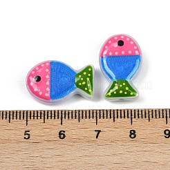 ペイントガラスビーズを焼く  魚  エナメル  藤紫色  20x13x5.5mm  穴：1.4mm&nbsp;LAMP-F036-02I