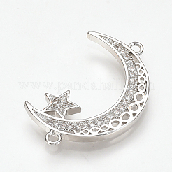 Brass Micro Pave Cubic Zirconia Links&nbsp;ZIRC-T004-04P