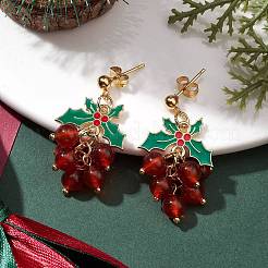 Cherry Alloy Enamel and Carnelian Beads  Studs Earring&nbsp;EJEW-TA00445