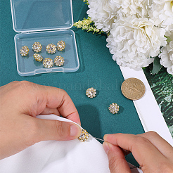 10穴亜鉛合金シャンクボタン1個  クリスタルラインストーン付き  花  ゴールドカラー  12x8mm  穴：1.4mm&nbsp;BUTT-GF0004-18