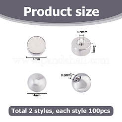 200Pcs 2 Styles Stainless Steel Ear Nuts&nbsp;STAS-HS0001-67